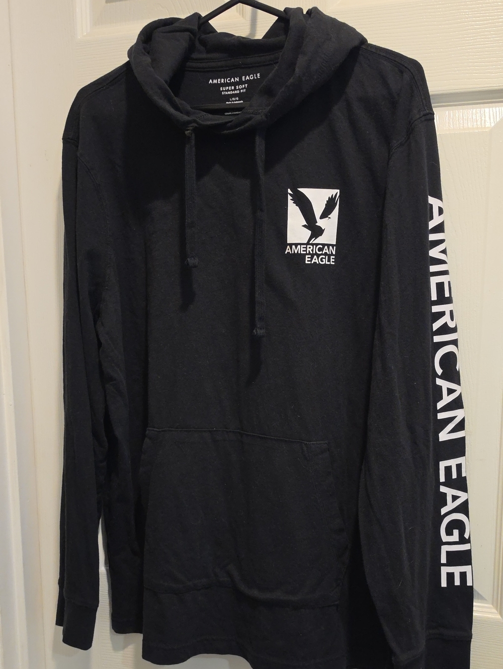 American Eagle Outfitters Black Logo Hooded Pullover